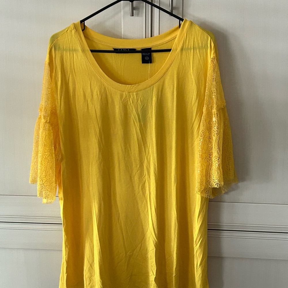 Yellow Short Sleeve Lace Top